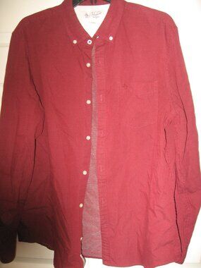 Penguin by Munsing Wear Dot Pattern Button-Down Shirt Men's Size Large Maroon